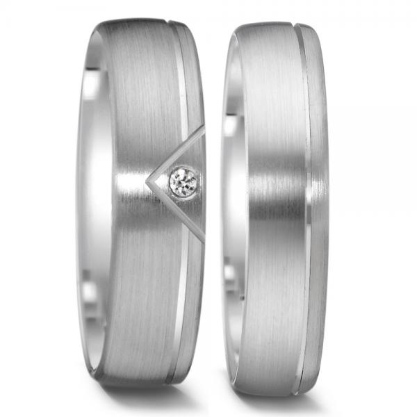 Trauringe Weissgold von Weidner 62184 + 72184